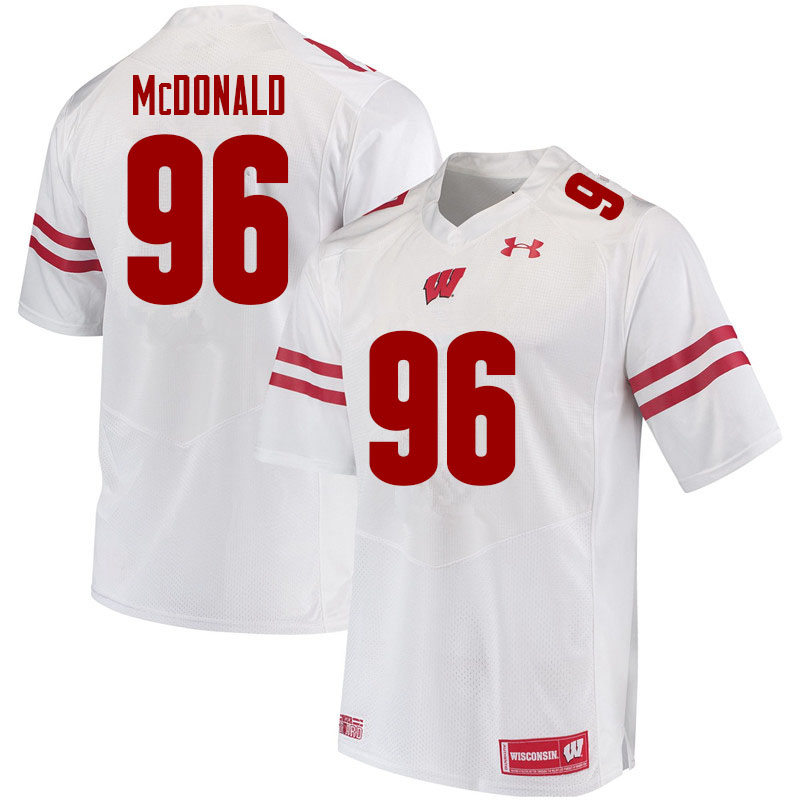 Men #96 Cade McDonald Wisconsin Badgers College Football Jerseys Sale-White - Click Image to Close